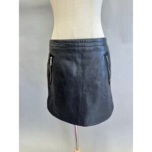 Topshop genuine leather black mini skirt moto boho US size 8
